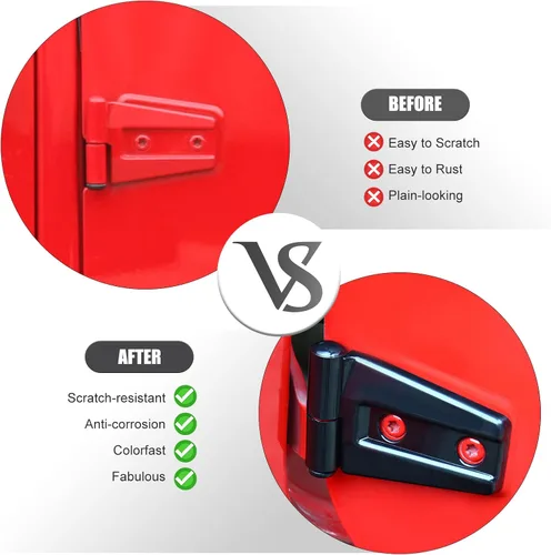 Vista 6 de 4 cubiertas protectoras de bisagra de puerta para Jeep Wrangler JK 2007-2018 de 2 puertas (negro)