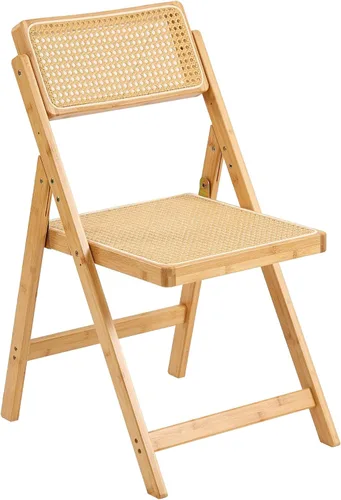 Vista 11 de Furlide Juego de 2 sillas de comedor de ratán, sillas de comedor modernas de mediados de siglo con brazos, sillas de bambú para exteriores