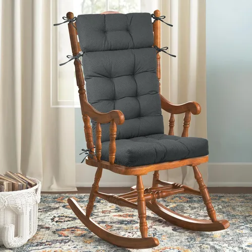 Vista 35 de Wingback Cojín para silla mecedora, cojines grandes para silla Adirondack, esponja de alta densidad, almohadillas de felpilla cómodas para Negro