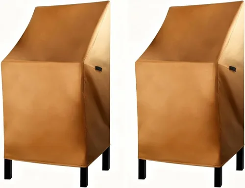 Vista 11 de RosieLily Fundas para sillas de patio con respaldo alto, impermeables, apilables, para taburetes de bar al aire libre, fundas beige para muebles