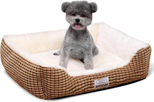 Vista 9 de Cama pequeña para perros pequeños, camas para gatos de interior, lavable, cama rectangular para perros, cálida, suave, relajante, cama duradera