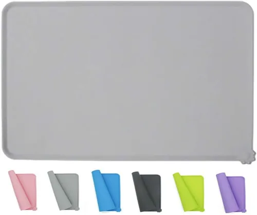 Vista 10 de Love Dream Tapete de silicona para alimentación de mascotas, impermeable, para perros y gatos, bordes elevados para evitar derrames, bandeja