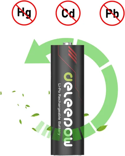 Vista 7 de Deleepow Baterías AA recargables de litio 1.5V 3400mWh 8 pilas recargables AA con cargador 1500 ciclos