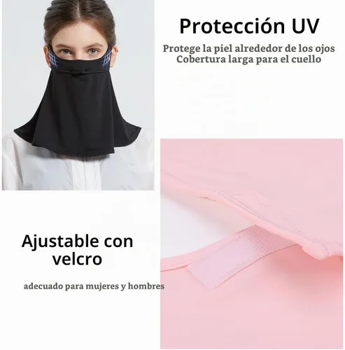 Vista 4 de WRELS UPF 50+ Unisex Cubrecara Transpirable y Refrescante con Protección UV para el Sol, con Elástico para las Orejas, Bufanda para el Cuello