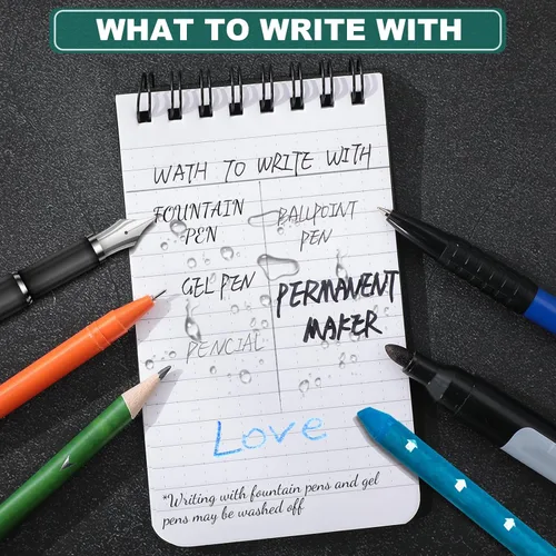 Vista 5 de Qilery 12 unidades de papel cuadriculado impermeable de 3 x 5 pulgadas, bloc de notas de bolsillo para todo tipo de clima, bloc de notas de policía