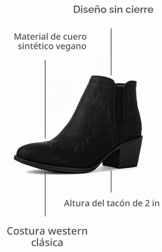 Vista 3 de GLOBALWIN Women's Cowgirl Boots Pull On Ankle Booties 21yy01 Negro2