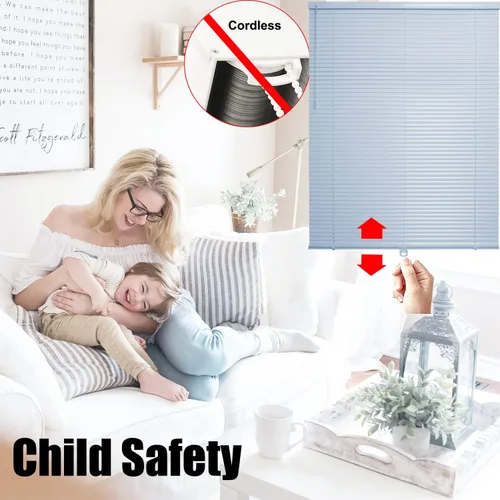 Vista 3 de Persianas venecianas sin cordones para ventanas, persianas opacas horizontales de aluminio venecianas para ventanas de baño