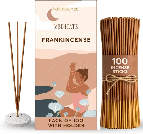 Vista 16 de Folkulture Varillas de Incienso - Juego de 100 con Soporte Varillas de Incienso Navideñas para Meditación, Espiritual, Limpiar Energía Negativa