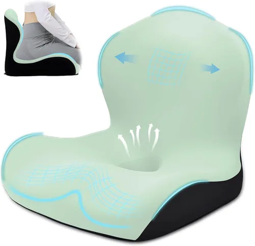 Vista 14 de Cojín de asiento para silla de oficina y automóvil, cojines ergonómicos en forma de L, cojín de espuma viscoelástica, almohada de apoyo lumbar