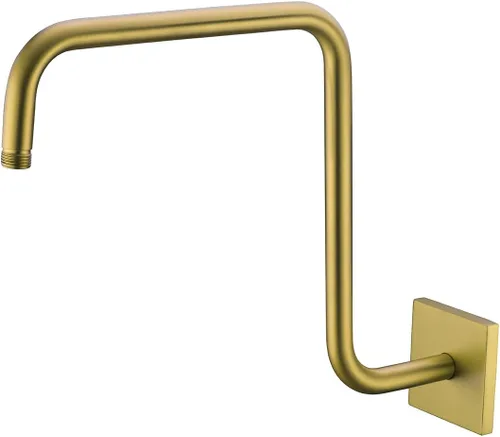 Vista 13 de Brazo de ducha de cuello de cisne de 13 pulgadas, extensión de cabezal de ducha dorado con brida única, conexión estándar de 1/2 pulgada