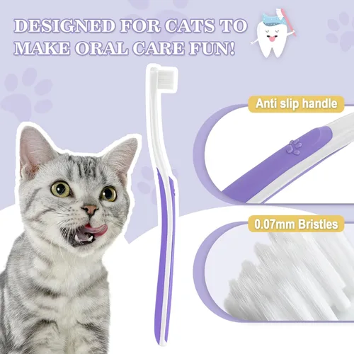Vista 2 de Cepillo de dientes para gatos Kit completo de cuidado dental con rastreador de blanqueamiento de dientes, cepillos premium para gatos, fácil higiene