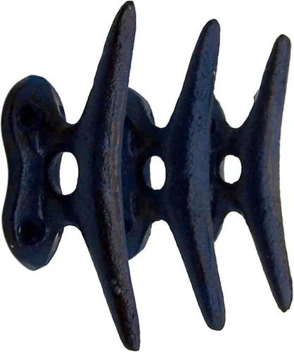 Vista 3 de Wowser Ganchos de pared de hierro fundido azul náutico, 3.5 pulgadas, juego de 3