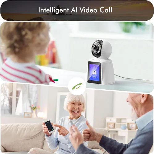 Vista 3 de Cámara de audio y video bidireccional para el hogar, cámaras 2K interiores de 2.8 pulgadas para cuidado de bebés y ancianos, cámara