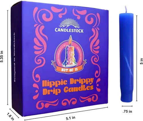 Vista 7 de Candlestock Hippie Drippy - Velas de goteo – Paquete de 11 velas cónicas de goteo – Velas de fusión de botella de vino (1 de cada color)