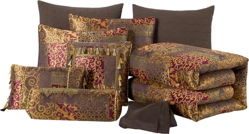 Vista 9 de Chezmoi Collection Amelia - Juego de edredón jacquard floral de 9 piezas, tamaño Queen, multicolor
