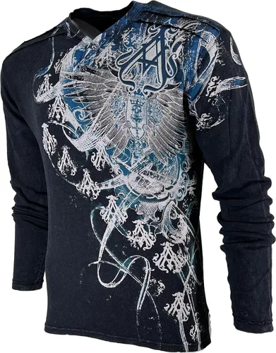 Vista 5 de Archaic by Affliction - Camisa térmica para hombre, corte de madera, color negro, Negro