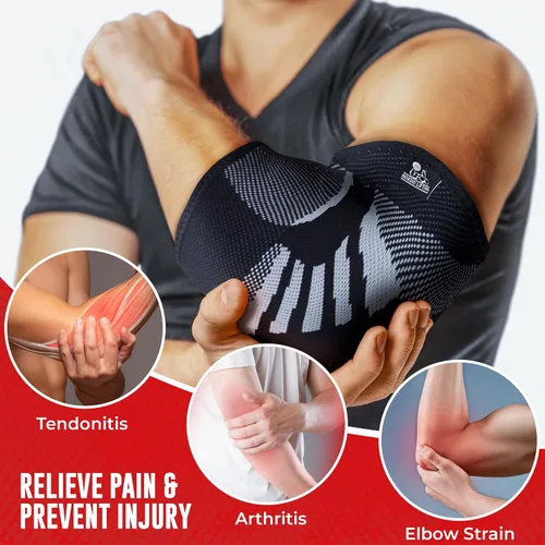 Vista 6 de Nordic Lifting Mangas de compresión de codo (1 par) para hombres y mujeres, soporte para aliviar el dolor, tendinitis, codo de golfista y tenista