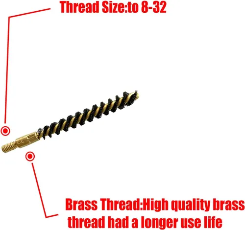 Vista 4 de . 22 Cal Bore Nylon Pistola Cepillo de limpieza para pistola de rifle de 22lr Limpieza de pistolas (6 piezas)