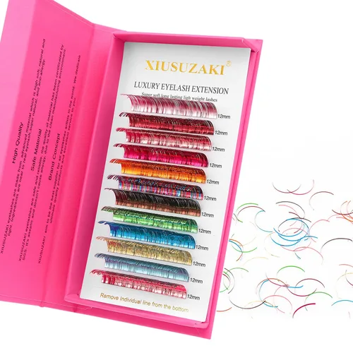 Vista 23 de Extensiones de pestañas marrones 4D en forma de W, Extensiones de pestañas de 0.07 mm de grosor, rizado D, 8 mm, Extensiones de pestañas