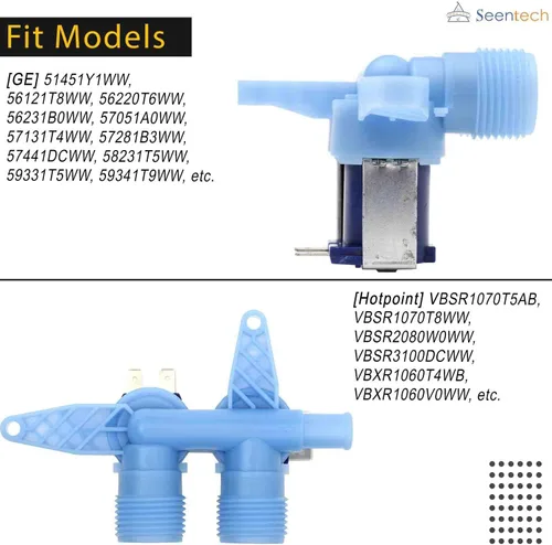 Vista 7 de Válvula de entrada de agua para lavadora WH13X10024 de Seentech – Compatible con lavadora General Electric Hotpoint – Reemplaza WH13X0086