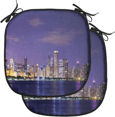 Vista 56 de Lunarable American Chair Cushion Pad, Massachusetts Flagg Holds a Bow and Pointing Downward Arrow, Seat Padding for Kitchen & Patio with Anti-Slip