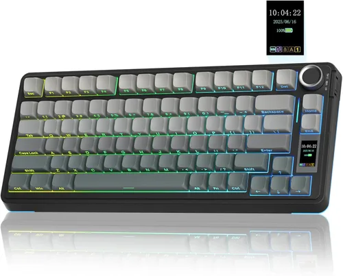 Vista 13 de AULA Teclado mecánico inalámbrico S75 PRO con pantalla y perilla, 75% teclado para juegos intercambiable en caliente con interruptores