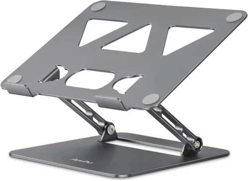 Vista 13 de Aoviho Soporte ajustable para laptop para escritorio, soporte portátil y elevador, soporte plegable de aluminio para computadora portátil