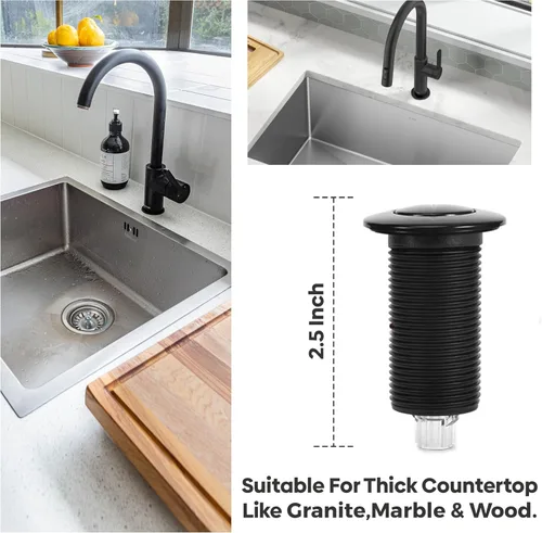 Vista 3 de Eliminación de interruptor de aire de eliminación de basura de salida única inalámbrica de 2.5 pulgadas de largo (negro) Botón de aire