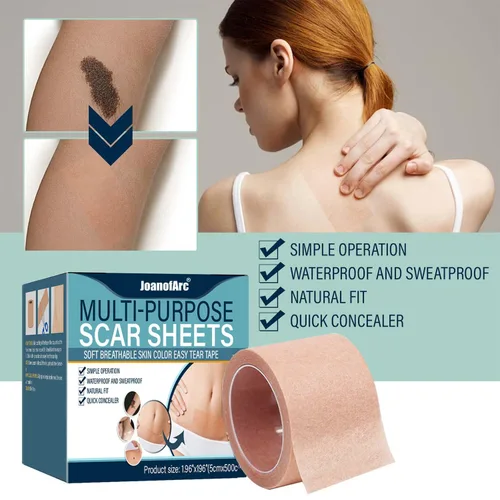 Vista 5 de Hojas de silicona para cicatrices, tiras de cinta de silicona para cicatrices quirúrgicas, cesáreas, abdominoplastia, cicatrices queloides
