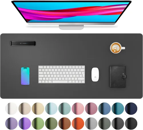Vista 120 de Aothia - Protector de escritorio de cuero sintético impermeable y antideslizante para laptop, escritura y mouse, para oficina y hogar, 23.6 x 13.7