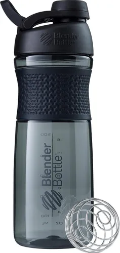 Vista 9 de BlenderBottle SportMixer - Botella mezcladora perfecta para batidos de proteínas y pre entrenamiento, 20 onzas, color negro