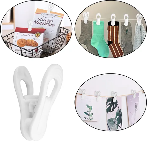 Vista 4 de Clips de plástico para colgar – Paquete de 30 clips multiusos para colgar ropa, clips de dedo para bebés y faldas y pantalones, color blanco