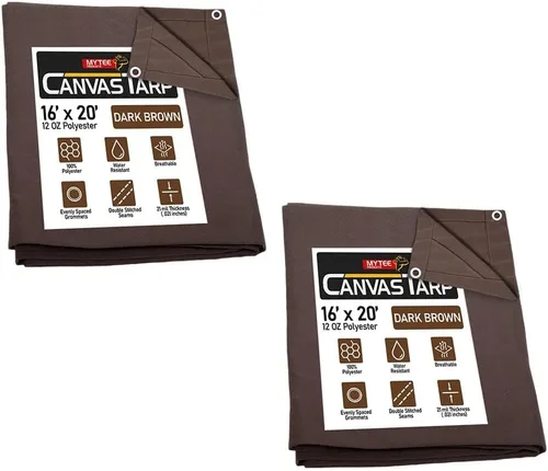 Vista 61 de Mytee Products Lona de lona marrón oscuro de 6 x 8 pies de 12 onzas, resistente al agua y transpirable, lonas resistentes, cubierta de lona