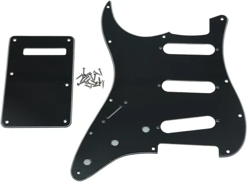 KAISH Lefty ST/Strat Style SSS Pickguard - Cubierta trasera para trémolo para mano izquierda Stratocaster / Strat negro 3 capas