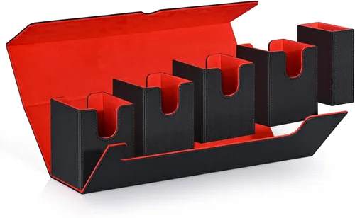 UAONO Caja de Mazos de Cartas con Bandeja de Dados para MTG, Estuche de Mazos de Cartas 5 en 1 que Contiene más de 800 Cartas sin Fundas, A3-negro y