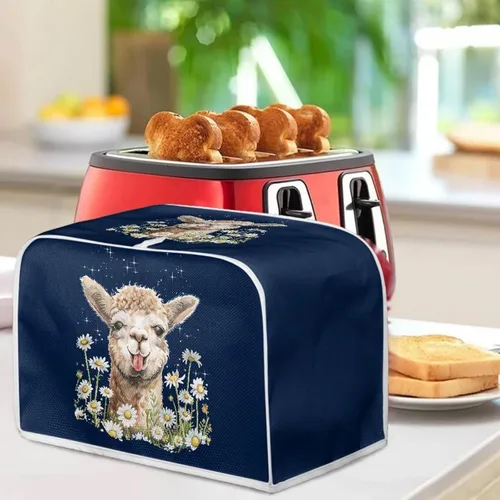Vista 4 de Talayituse Alpaca Daisy Print 2 Slice Tostadora Cubiertas Protección contra el Polvo Cubiertas para Máquina de Pan Tostadora Horno Cubierta de Tela