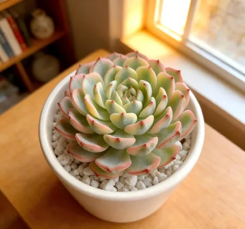 Vista 5 de Echeveria Minima - Suculenta viva abigarrada con roseta abigarrada única, hermosa planta de interior para decoración y regalos, planta