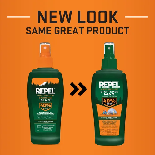 Vista 2 de Repel Repelente de insectos Sportsmen Max Formula Spray Pump 40% DEET, 6 onzas, paquete de 12, amarillo, 72.0 onzas líquidas
