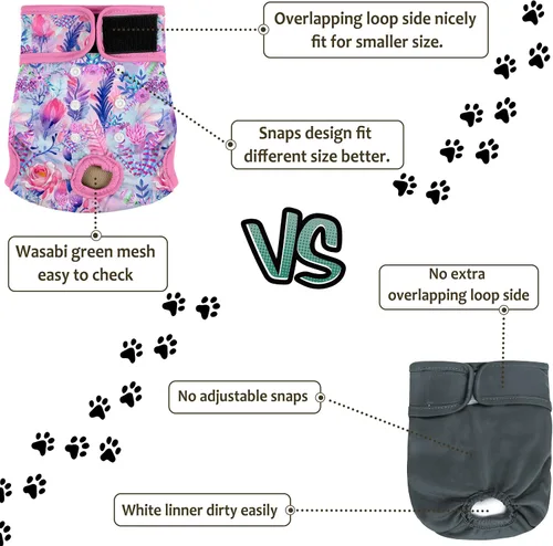 Vista 34 de Pañales lavables para perros, para hembras caninas, reutilizables, para periodo de celo, altamente absorbentes, para incontinencia, con broches