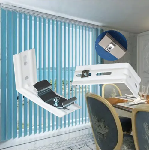 Vista 4 de Soporte L 4 clips verticales para persianas verticales con ancho de barandilla de 1-1/2 pulgadas (1.496 in) montaje exterior