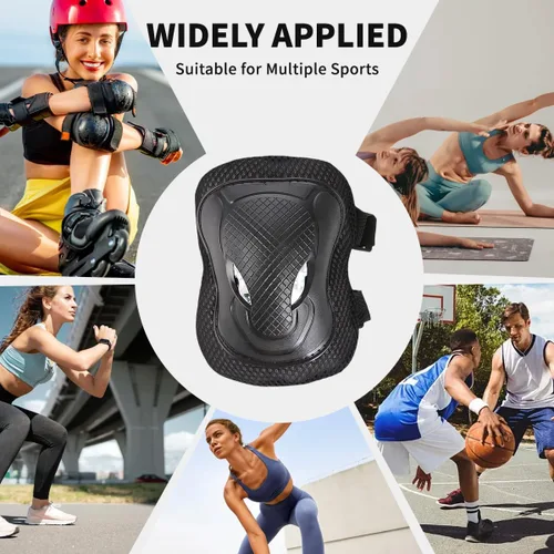 Vista 4 de Rodilleras unisex para adolescentes/jóvenes/adultos, coderas, muñequeras, protectores de equipo de protección para patinaje, scooter, patineta
