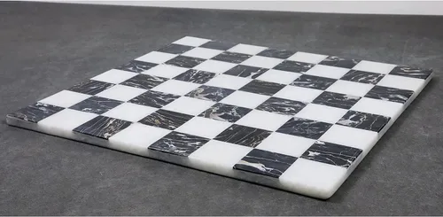 Vista 2 de Royal Chess Mall - Tablero de ajedrez de lujo de piedra de mármol sin bordes de 15 '' - Piedra blanca y negra