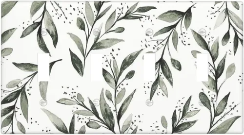 Vista 30 de Placa de Pared en Blanco de 1-Gang Sin Dispositivo Beige Lindo Vintage Boho de los 70s Hongo Fungus Planta Floral Botánica Libélula Interruptor