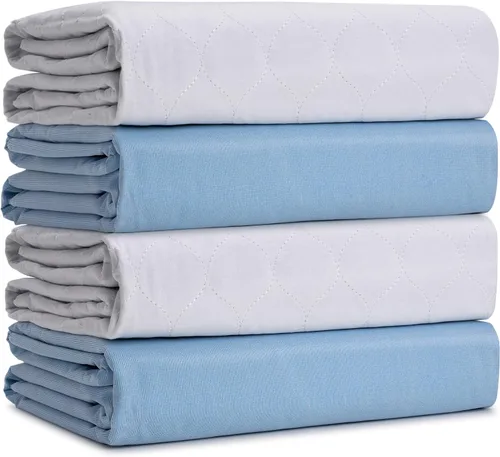 Almohadillas de cama impermeables para adultos, niños, perros (30.1 x 36.0 in, 4 unidades) impermeables y lavables a máquina, gran protector de