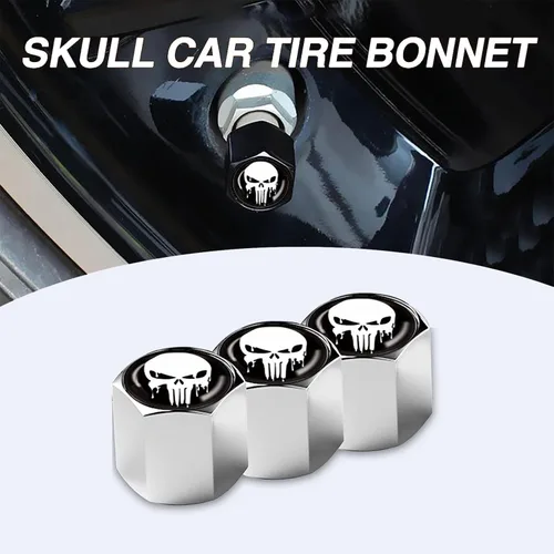 Vista 7 de Pack-4 - Tapones para válvula de neumático de automóvil, a prueba de polvo, tapas universales para válvulas de aire de neumáticos (blanco)