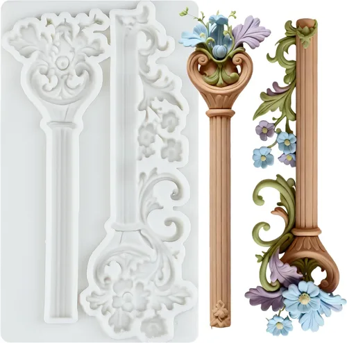 Vista 13 de Molde de fondant barroco Curlicues Scroll Lace Border Molde de silicona para decoración de pasteles Chocolate Cupcake Topper Candy Sugar Craft