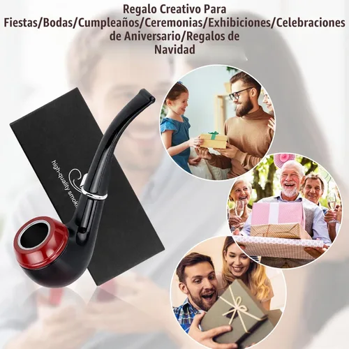 Vista 7 de Hysagtek Juego de Pipas de Tabaco - Pipa de Fumar Curva de Mango Corto con Soporte Plegable para Pipa, Kit Perfecto para Principiantes con Caja