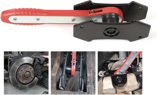 Vista 5 de PIT66 Llave esparcidora de pistón de freno de trinquete almohadilla de pinza de instalación de herramienta de prensa de trinquete rojo