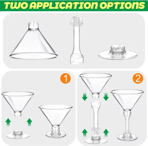 Vista 4 de 100 vasos de Martini de plástico desechables de 5 onzas, vasos de cóctel altos, mini vasos de plástico de Martini irrompibles, tazas de postre