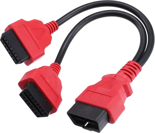 X AUTOHAUX 32 a 16 Pin OBD2 11.81 "Car Diagnostic Connector Adapter Extension Cable Tool Male to Dual Female Adapter Red